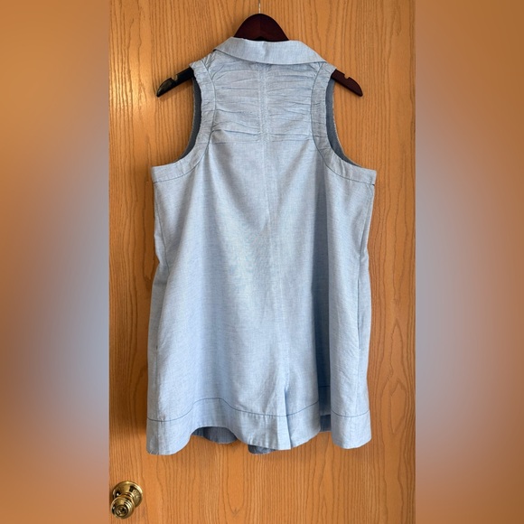 Maeve | SZ Large | Blue Short Romper Sleeveless Button Front Playsuit | NWT - Picture 2 of 13
